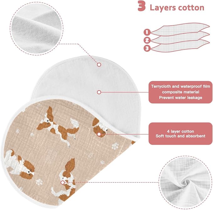 Yoga Cavalier King Charles Spaniel Dog Muslin Burp Cloths for Baby 1 Pack 100% Cotton Baby Washcloths Bibs for Boy Girl