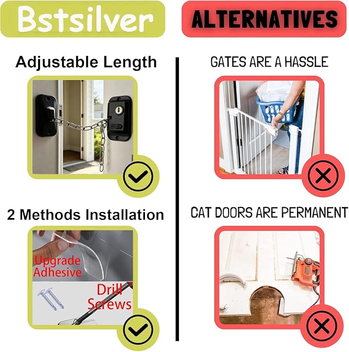 2 Pack Child Proof Door Locks, Adjustable Refrigerator Lock with Keys, Cat Door Latch 3M Adhesive Safety Locks for Baby, Dementia & Pets, No Tools Needed (Black, 2 Pack)