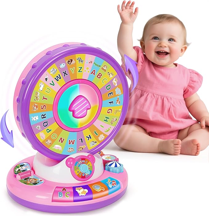 Learning Toys for 1 2 3 Year Old Boy Girl, Spin and Sing Alphabet Zoo with Sounds for Toddler 1-3, Educational Development Toy for Kid, Christmas Birthday Gifts for Baby 12-18 Months+