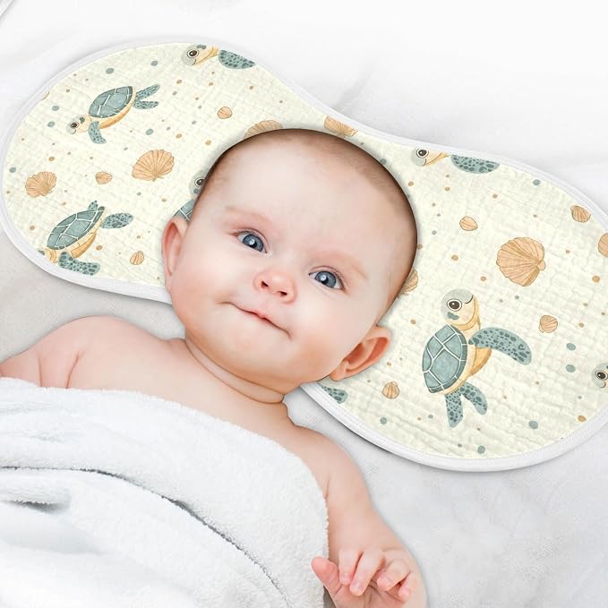 vvfelixl Cartoon Cute Sea Turtle Burp Cloths for Baby Boy Girls Baby Washcloths Burp Rags 1 Pack