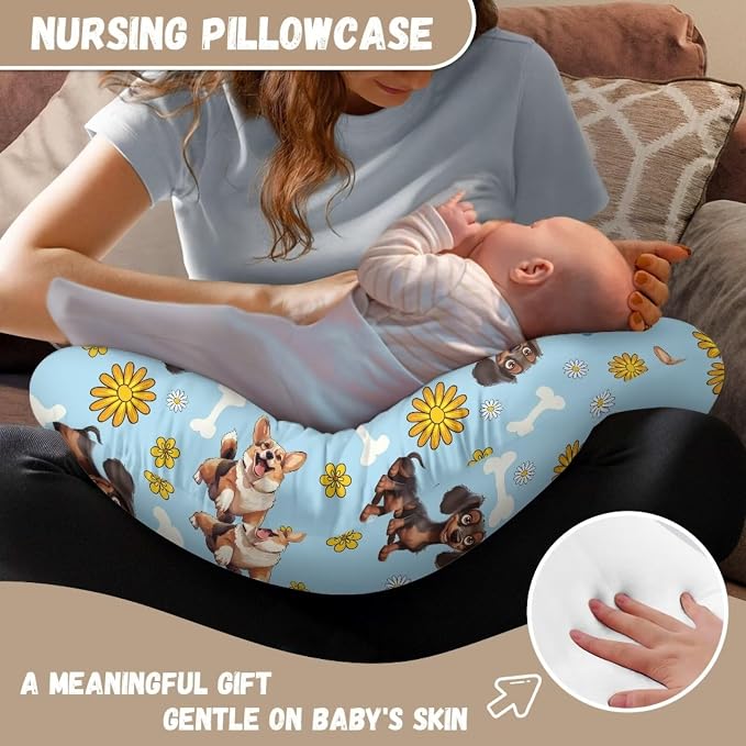 Puppy Nursing Pillow Cover Breast Feeding Pillow Covers 1 Pack for Breastfeeding Pillow Soft and Cozy Fits Snug On Infant Breastfeeding Pillow Slipcover Cover Only