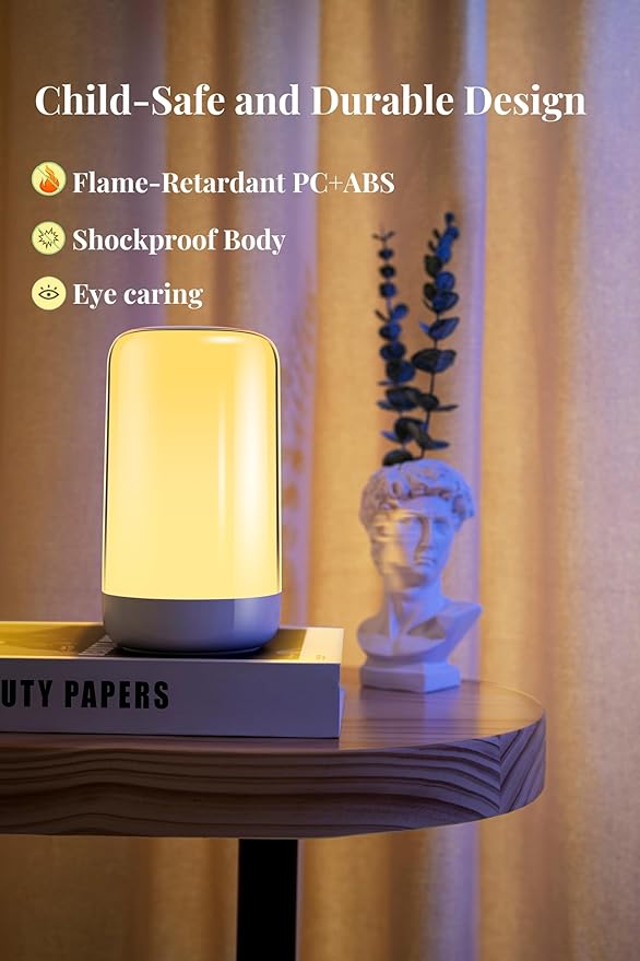 RGB 7 Color Gradient Night Light, Portable Rechargeable Nursery Lamp with Color Transition & Stepless Dimming, BPA-Free Baby Night Light, Ideal for Breastfeeding, Baby Room & Travel