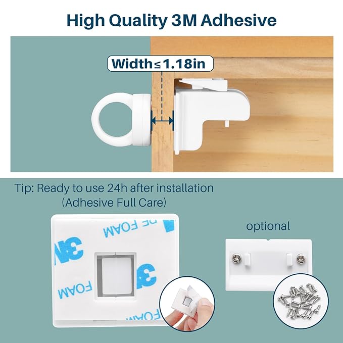 Inaya Complete 50pc Deluxe Baby Proofing Kit & Magnetic Cabinet Locks Baby Proofing (20 Locks & 2 Keys)
