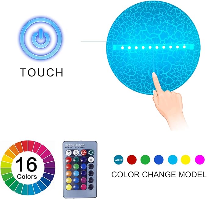Baseball 3D Night Light,16 Color Change&Dimming by Remote Control or Smart Touch Optical Illusion Bedside Lamps,Sports Decor for Boys Bedroom Girls Kids Teens Birthday Chrismas Gifts Xmas Gift