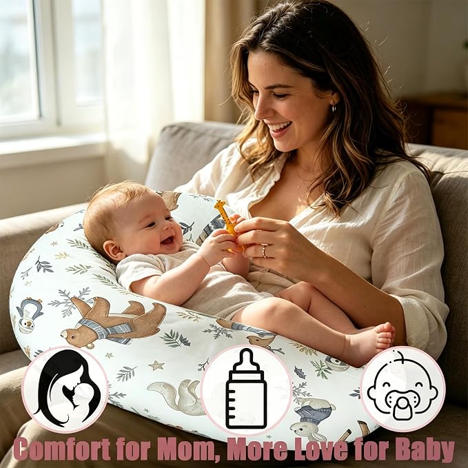 Nursing Pillow Breastfeeding Pillow Removable cover Machine washable | Conforming to ergonomic design. Detachable cover. Machine washable. Breathable fabric.Arm fatigue free Soft supportive fill