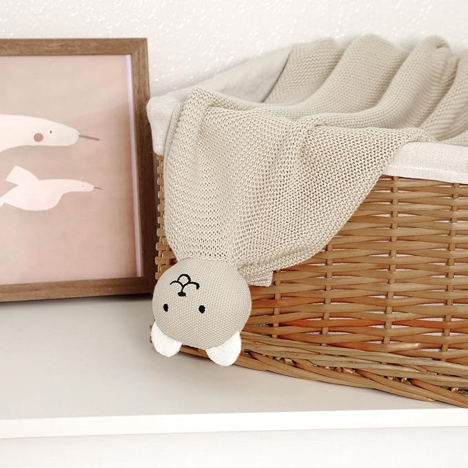 LAWKUL Baby Blanket Bear Lovey Soft Plush Security Blanket for Newborns Infants Boy Girl Knit Snuggle Comfort Camel 40x30in