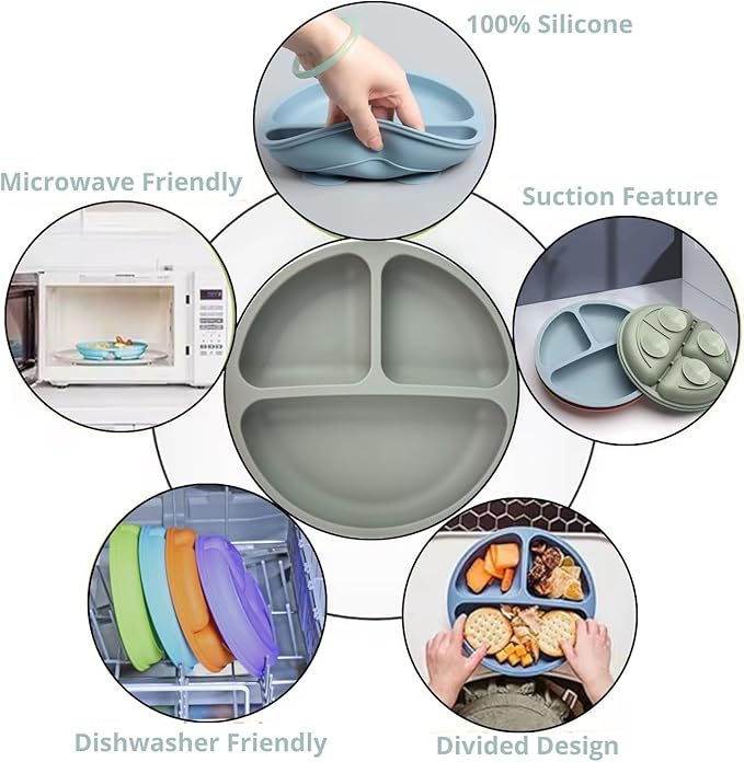 Airplane Baby Spoon and Suction Plate Set ??Turn Mealtime Into Playtime | BPA-Free Silicone Baby Feeding Set for Babies 6??8 Months