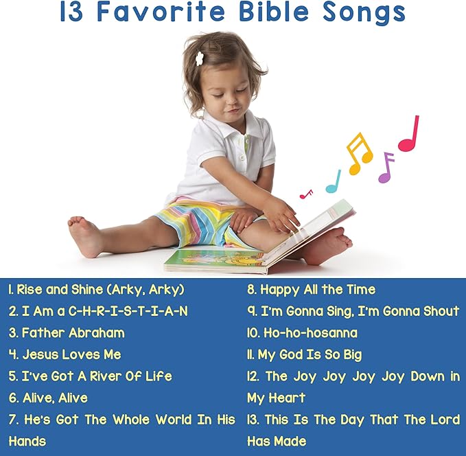 LEARNING BUGS Christian Bible Songs ??13 Songs of Praise for Little Ones, Musical Books for Toddlers, 28-Button Music Book, Musical Toys for Toddlers 1-3