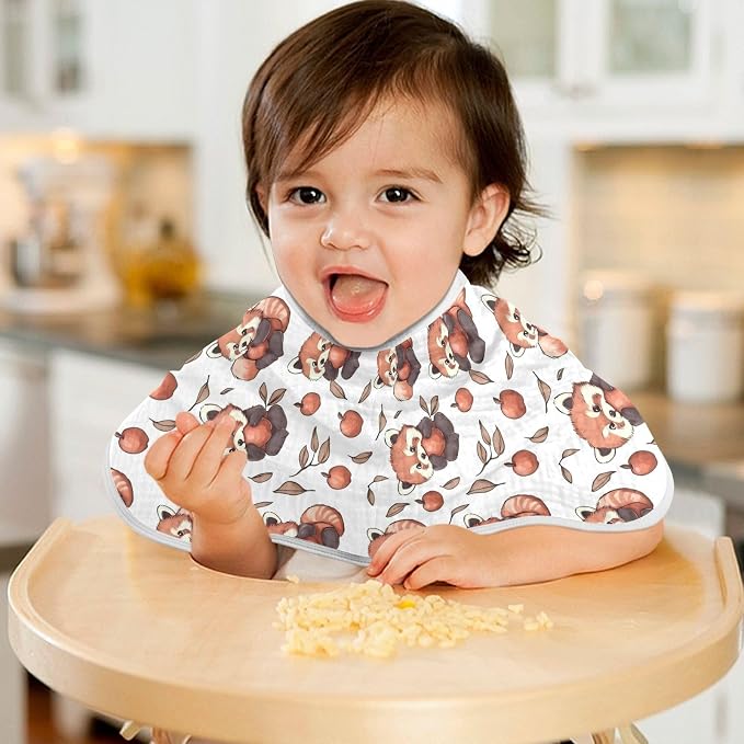vvfelixl Cartoon Cute Red Panda Eat Fruit Burp Cloths for Baby Boy Girls Baby Washcloths Burp Rags 1 Pack