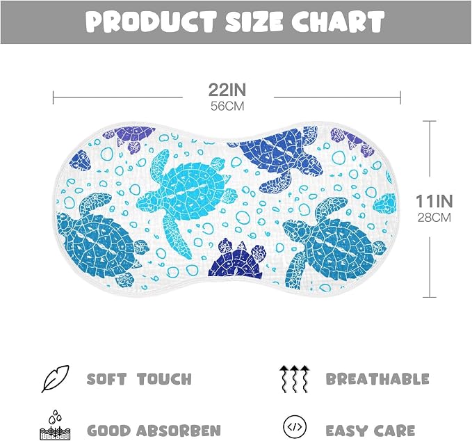 Sea Turtle Ocean Bubble Marine Turtles Muslin Burp Cloths for Baby 4 Pack 100% Cotton Baby Washcloths Bibs for Boy Girl