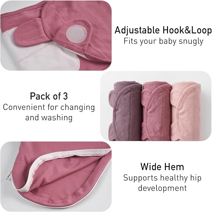GLLQUEN BABY Swaddles for Newborns, Soft, Smooth & Gentle Wear, Baby Girl Swaddles 0-3 Months, Reduce Startle Reflex Womb-Like Sleep Sack Wrap Blankets Pink Blush Dusty Rose