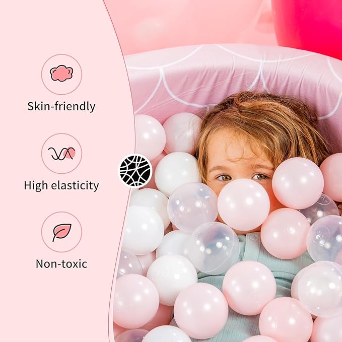 Foam Ball Pit 35.4"x 11.8" for Toddlers and Kids,Round Ball Pool Indoor Outdoor Baby Playpen,Ideal Gift for Infants,Balls not Included - Shell Pink
