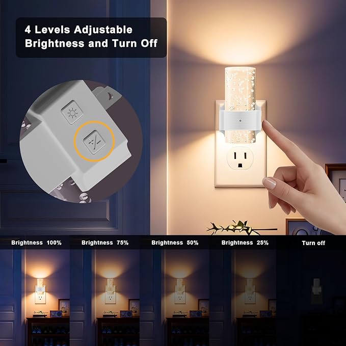 easuntec Plug in Night Light with Auto On/Off, Night Lights Plug into Wall, Dusk to Dawn Sensor, Color Changing Night Light, Dimmable, for Bedroom, Nursery, Ideal for Kids, Elderly and Parents (White)