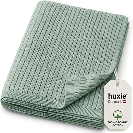 100% Organic Cotton Knit Receiving Baby Boy Blanket for Newborns - Soft, Breathable Swaddle Blanket for Crib & Stroller - Nursery Gift (Roman Green)
