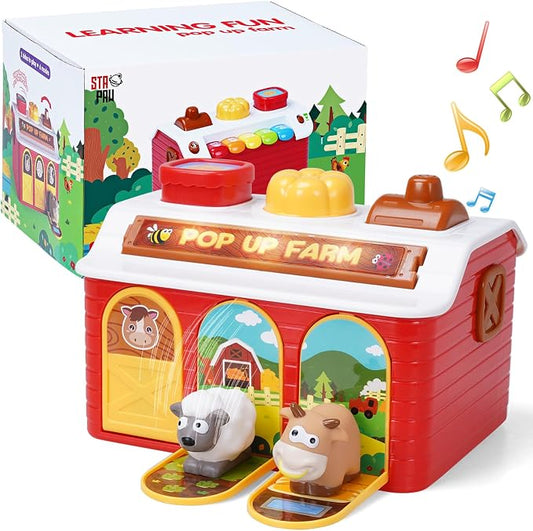 Montessori Pop Up Toy for Babies 6-12 Months - 3 Modes Cause and Effect Toys for 1 Year Old Boy Girl, Sensory Fine Motor Skill Developmental Toddler Toy