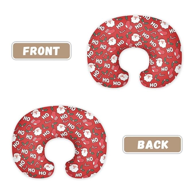Christmas Santa Claus Socks Nursing Pillow Removable Cover with Hidden Zipper Portable Skin-Friendly Nursing Case for Breastfeeding Surport Pillows, Red Christmas Decor
