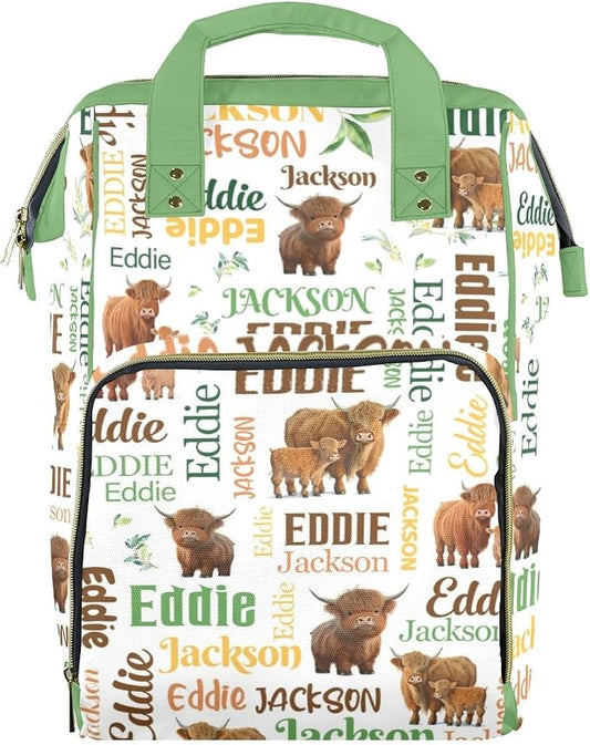 Custom Diaper Bag for Baby Girl Customized Highland Cow Baby Bag Personalized Nursing Bags with Name Custom Name Mommy Daypack Bag Tote Bag Gifts
