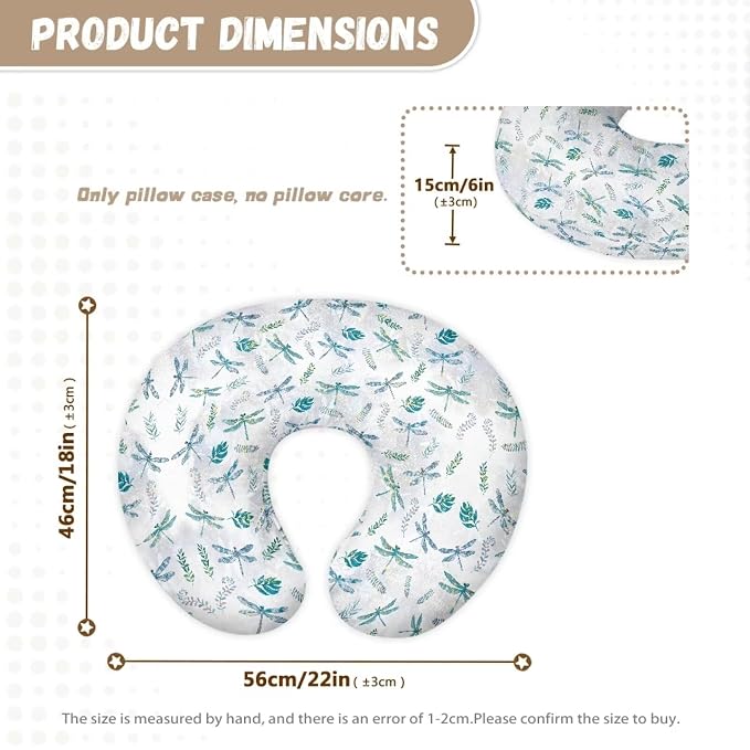 Dragonfly Leaves Nursing Pillow Cover, Premium Quality Soft Breast Feeding Pillow Covers Great for Breastfeeding Moms