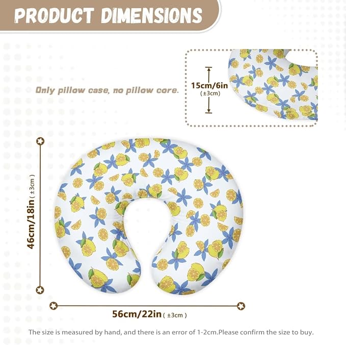 Nursing Pillow Cover,Removable Cover for Breastfeeding Pillows,Ultra-Soft Baby Nursing Pillow, Fits Newborn Feeding Pillow,Blue Stars and Lemons