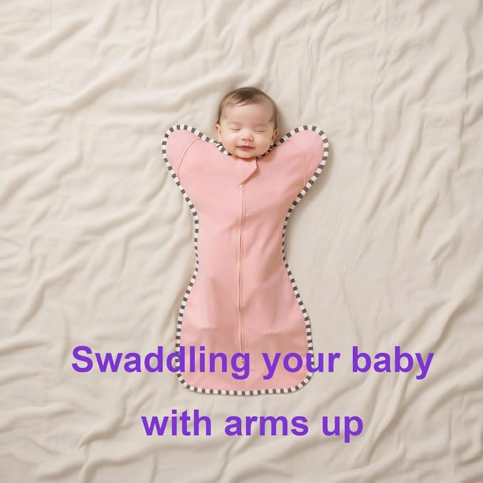 Swaddling Sleep Sack 2-Pack, 100% Cotton Newborn Wearable Blanket, Arms Up Design with 2-Way Zipper, Transitioning Breathable Swaddle (Pink + Sepia Rose, Medium 3-6 Months)