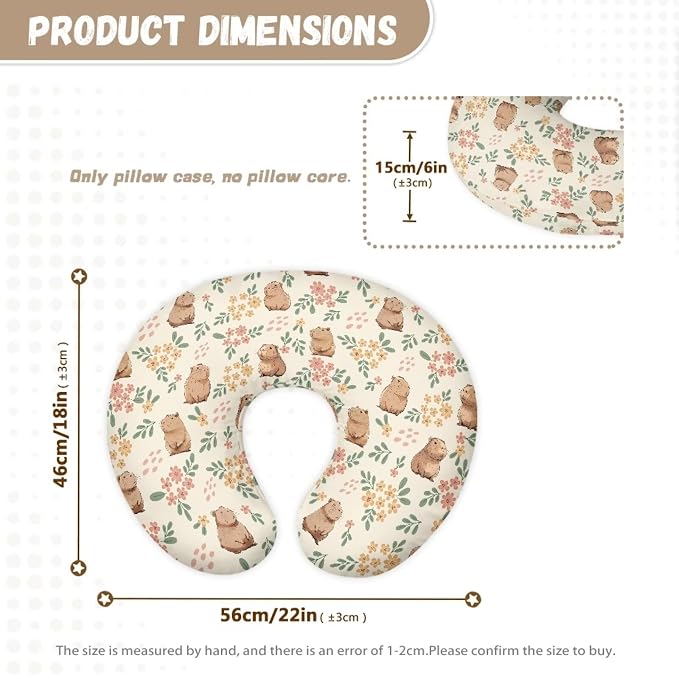 Capybara Floral Nursing Pillow Cover, Comfortable & Machine Washable Breastfeeding Pillow Covers Nursing Pillow Case for Newborn