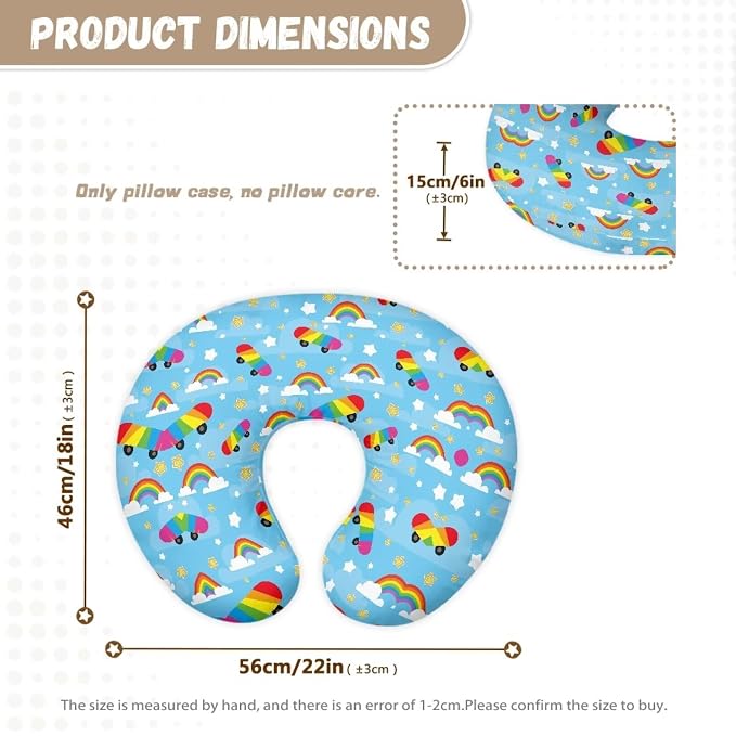 Breastfeeding Pillowcase Skateboard and Rainbow Pattern Polyester Stretch Ideal for Breastfeeding and Bottle Feeding Removable (Pillowcase Only)