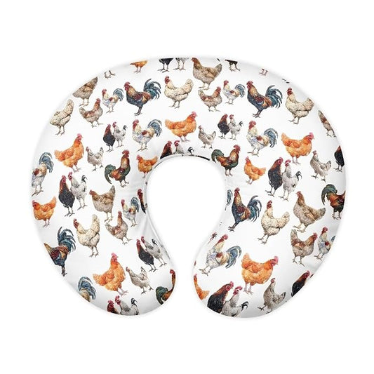 Chicken Rooster Breastfeeding Pillow Cover Boys Girls Skin-Friendly Fabric Newborn Nursing Pillow Case with Hidden Zipper Replacement Pillow Cover Easy to Put On & Remove