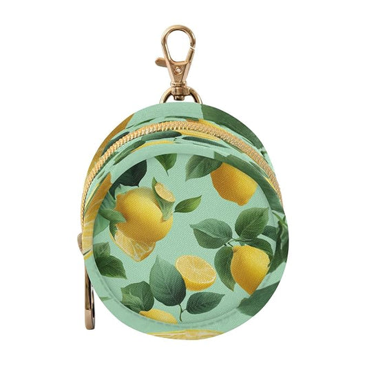Pacifier Holder with Clip Pacifier Case for Diaper Bag Round Baby Pacifier Pouch Box Bag Portable Mint Green Lemon Leaves
