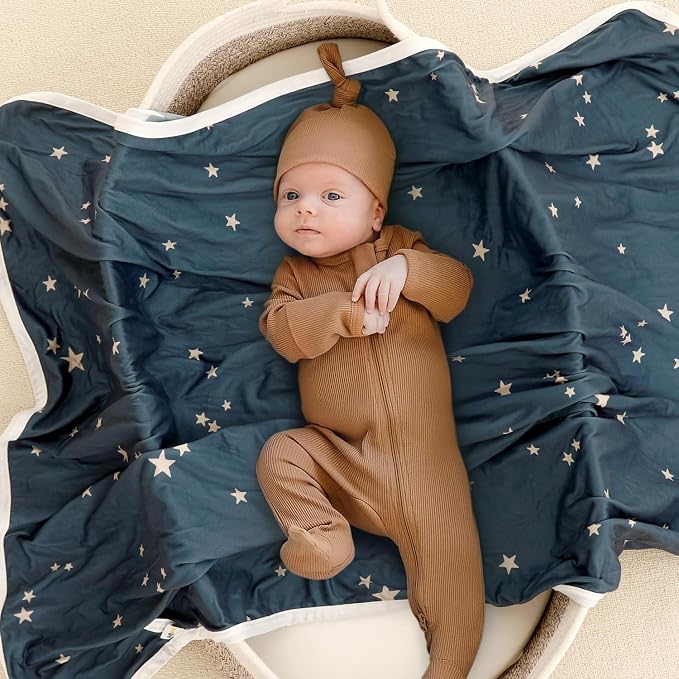 GRSSDER Baby Blankets Super Soft Jersey Knit Swaddle Blanket for Baby Girls and Boys, Double Layer Receiving Blankets 34 x 44 Inches, Extra Large for Baby Swaddling, Cute Elephant