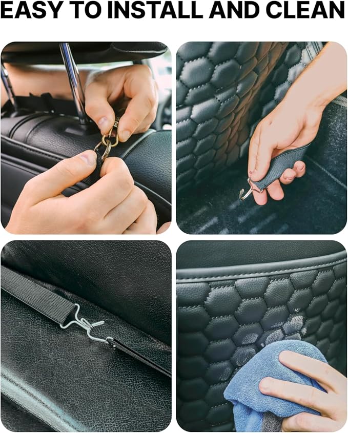 Owleys Back Seat Car Organizer for Kids, Front Passenger Caddy, Center Row Vehicle Storage with Pockets ??Premium Eco Leather, 8 Compartments, Black Travel Accessory for SUV, Truck, Sedan, Van, Jeep