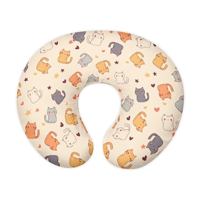 Multi Cute Cat Nursing Pillow Cover for Baby Boy Girl Breastfeeding Slipcover Infant Newborn Nursery Bottle Pillowcase Not Easy to Fade and Pilling