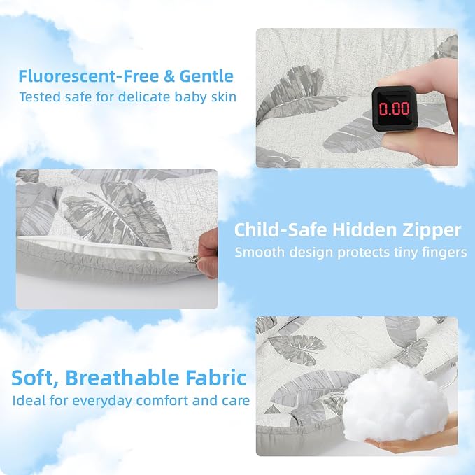 Baby Lounger, Portable Infant Support Pad for Newborn to 24 Months, Lightweight Baby Essential with Breathable Cotton for Tummy Time and Daily Care