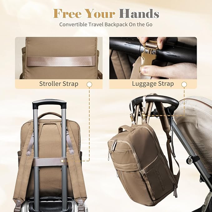 Diaper Bag with Changing Pad Baby Bag for Mom Lightweight Versatile Travel Backpack,15 Pocket,2 Insulated Pockets,Baby Shower Essentials,Brown