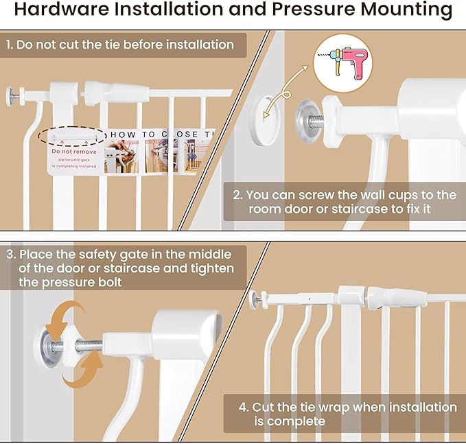 BalanceFrom 29.1-43.3" Easy Walk-Thru Baby and Pet Safety Gate with Hold-Open and Auto-Close ??Adjustable Steel Barrier for Stairs, Doorways, and Hallways, No Drilling Installation