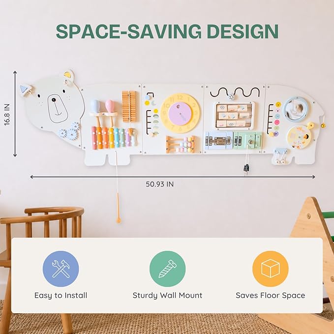 Sensory Wall Panel for Kids – Toddler Learning Activity Center - Emotional Development & Fine Motor Skills – Toddler Learning Activity Center- Busy board Montessori toys