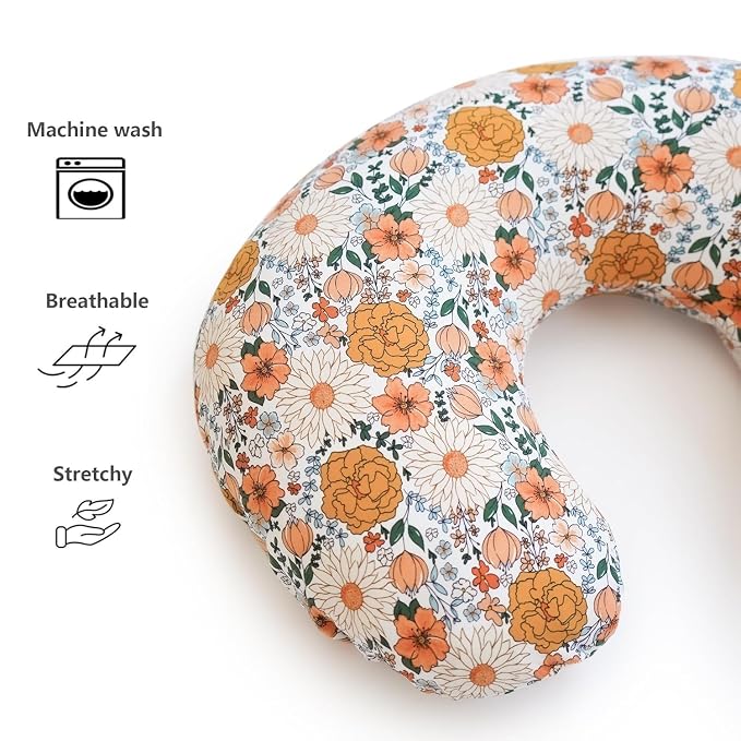 2 Pack Stretchy Nursing Pillow Covers Ultra Soft Slipcovers for Breastfeeding for Baby Girls Boys, Feeding Pillow Cover Fits Standard Infant Support Pillows Positioners Nursing Pillow Case