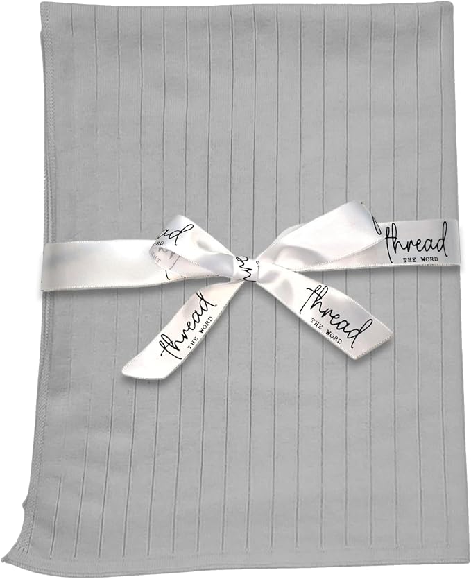 The Ribbed Blanket - 100% Organic Cotton Baby Blanket, American Made, 30x40in - Bassinet, Crib, Stroller - Gift Registry Baby Shower for Newborns and Kids (Grey)