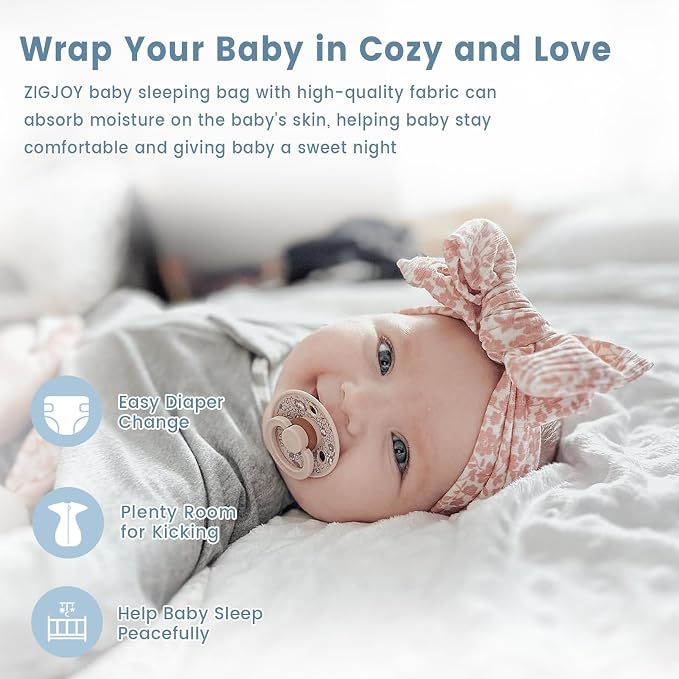 ZIGJOY Shark-Fin Transition Swaddle for Newborn - 0.5 Tog Rayon Made from Bamboo Sleep Sack Baby Swaddle Blanket with 2-Way Zipper, Hemp Grey