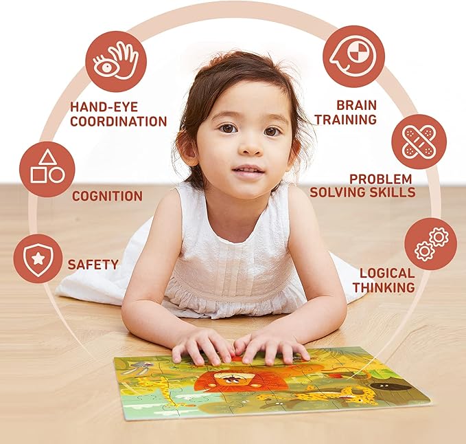 TOI Leveled Puzzles for Kids Aged 2.5 and Up, Toddler Puzzle Preschool Learning Jigsaw Puzzles, Large Pieces Educational Game for Boys Girls, Cognitive Story Step 2