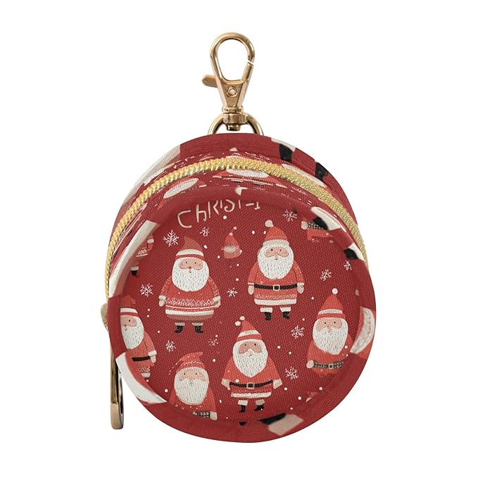 Pacifier Holder with Clip Pacifier Case for Diaper Bag Round Baby Pacifier Pouch Box Bag Portable Christmas Cute Santa Snowflake