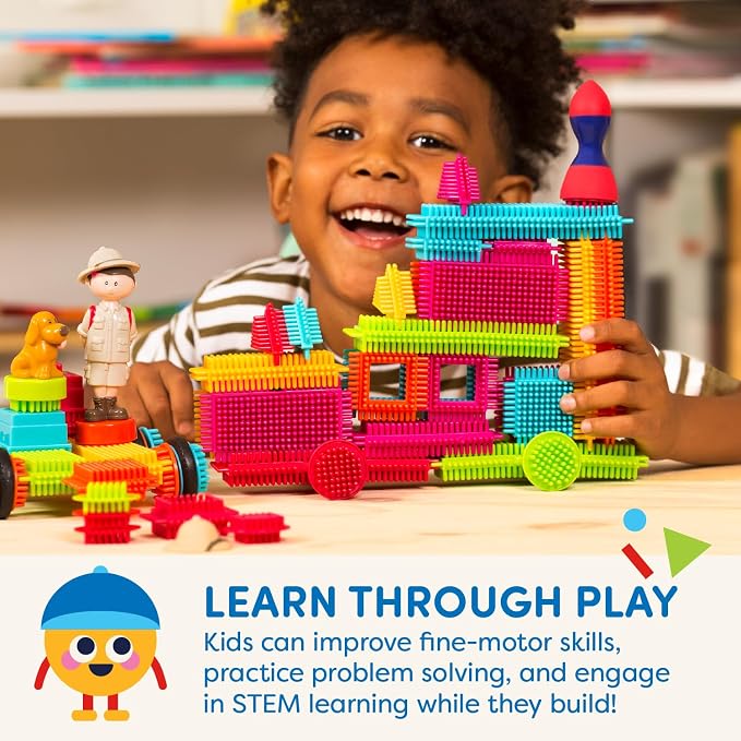 Battat – Bristle Blocks – STEM Interlocking Building Blocks – 85 Pieces Playset – Reusable Carry Case – Developmental Toys for Toddlers & Kids – Safari Adventure Carrying Case – 2+ Years