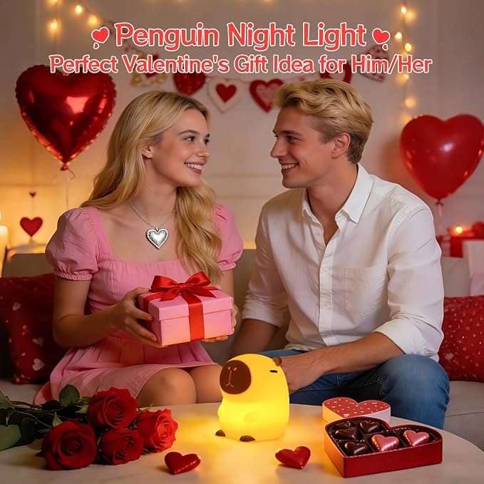 Rytinazzz Silicone Night Light for Kids, 50H Long Battery Capybara Lamp, Gift for Kids, Rechargeable Tap Control, Soft Dimmable Nursery Light