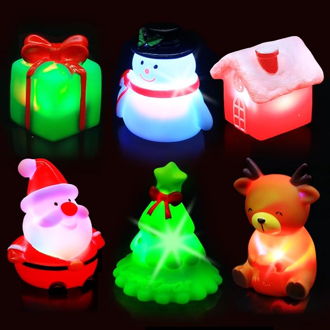 Christmas Bath Toys for Toddlers 1-3: 6 Packs Light-Up Floating Baby Toddler Kids Bath Toys Set for Boys & Girls Christmas Birthday Xmas Gifts - Bathtub Bath Toy for Children Preschool