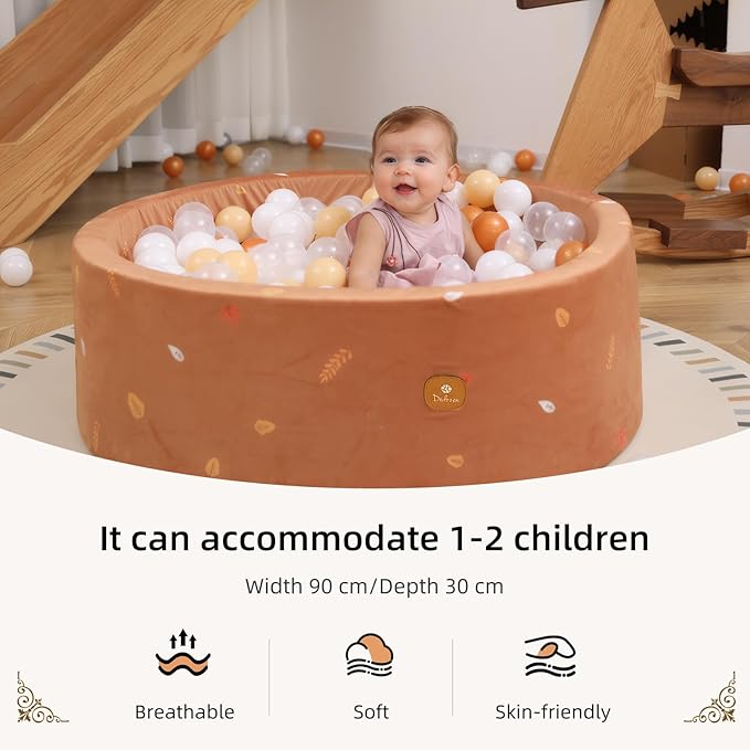 Foam Ball Pit 35.4"x 11.8" for Toddlers and Kids,Round Ball Pool Indoor Outdoor Baby Playpen,Ideal Gift for Infants,Balls not Included - Autumn Leaves