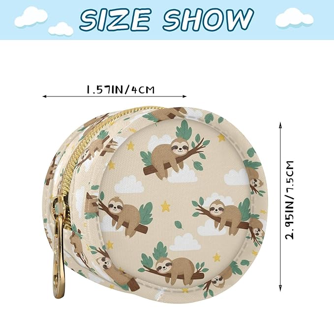 Sloth Leaves Clouds Beige Print Pacifier Holder Case for Diaper Bag Portable Travel Pacifier Storage Case with Clip Pacifier Storage Container for Outdoor Purse Baby Girls Boys