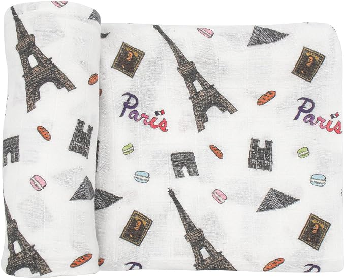 immispace - Ultra Soft Swaddle Blanket | Muslin Blankets for Girls & Boys | Newborns & Infants Gifts | 30% Organic Cotton + 70% Rayon | Large 47" x 47" | Machine Washable (Paris)