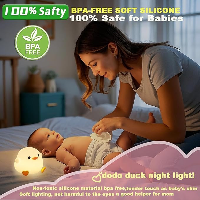 DREAMING MY DREAM Cute Duck Lamp,Do Do Duck Night Light,Silicone Squishy Nursery Bedside Lamp,USB Rechargeable Touch Table Lampfor Bedrooms, Living Room Decor Gift Toy