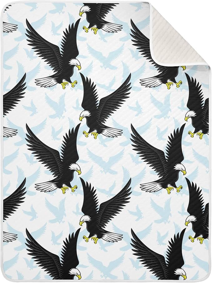 Ollabaky American Bald Eagle Baby Blanket for Boys Girls Cotton Throw Blanket Swaddle Blanket for Crib Stroller Nursery Receiving Blanket Infant Toddler Unisex 30"x40"