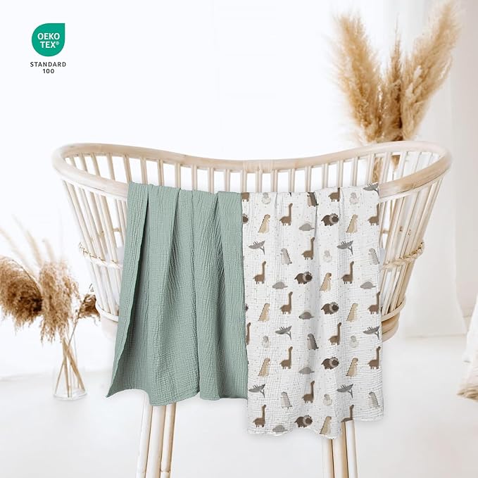 lulumoon Baby Muslin Swaddle Blankets: Soft Receiving Blanket for Newborn - Cotton Swaddling Blanket for Neutral 2Pack