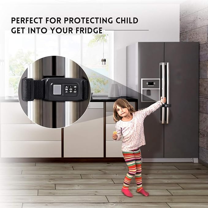 Child Safety Refrigerator Door Lock, Baby Kids Multi-Functional Cabinets Latches, Fit Closed Handle Cabinets, Fridge, Kitchen, Oven (Long)